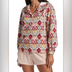 NWOT ALICE+OLIVIA Women Stacia Oversized Anorak Half-Zip Hoodie-Vintage Malibu